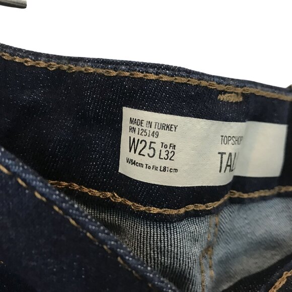 Topshop Moto Tally Dark Blue Ultimate Stretch Flare Jeans W25 L32 Mid Rise - Picture 11 of 15
